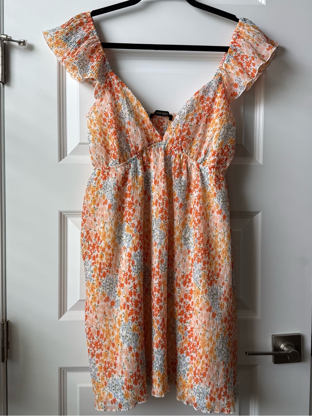 Hesperus Floral Pleated Midi Dress Orange Blue Cottagecore Ruffle Large - Picture 4 of 6